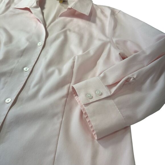 Anne Klein Pink Poplin Button Front Shirt, Large - Picture 9 of 9